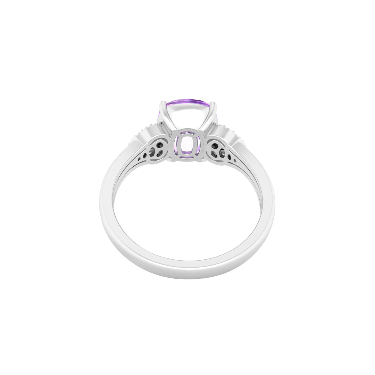 Amethyst Ring with White Diamond in 18Kt White Gold 2.81cts