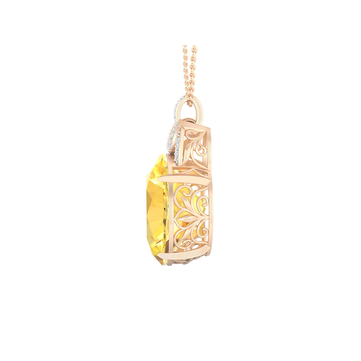 Citrine Pendant with White Diamond in 18Kt Gold 18.21cts