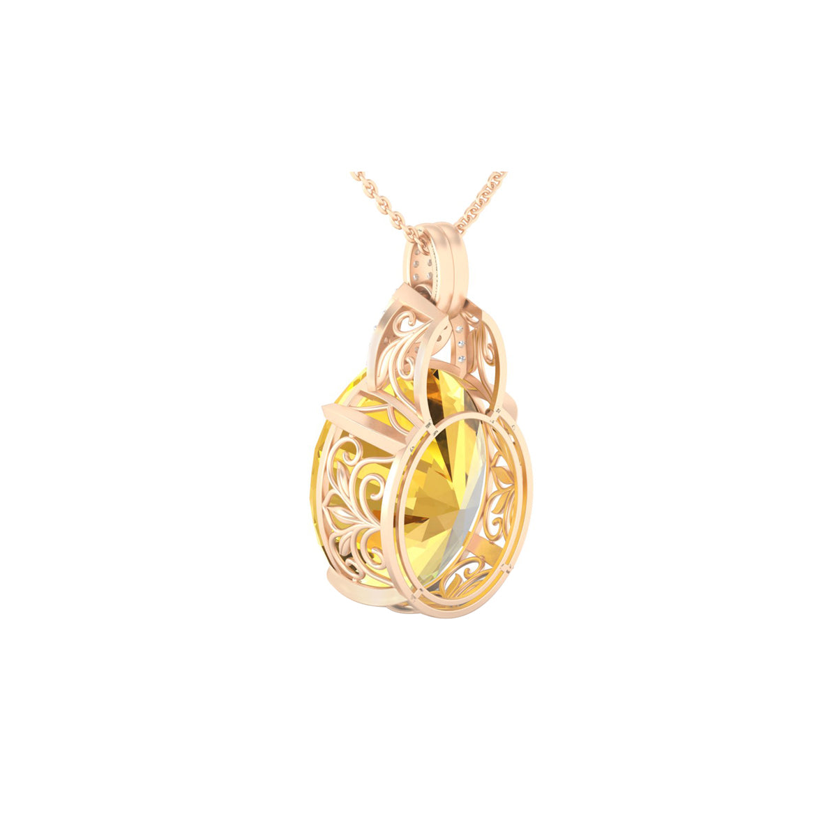 Citrine Pendant with White Diamond in 18Kt Gold 18.21cts