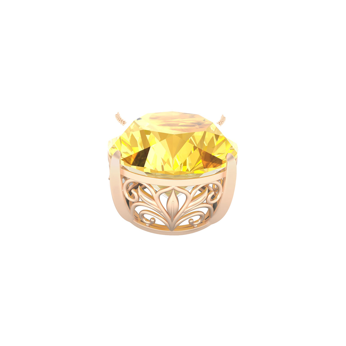 Citrine Pendant with White Diamond in 18Kt Gold 18.21cts