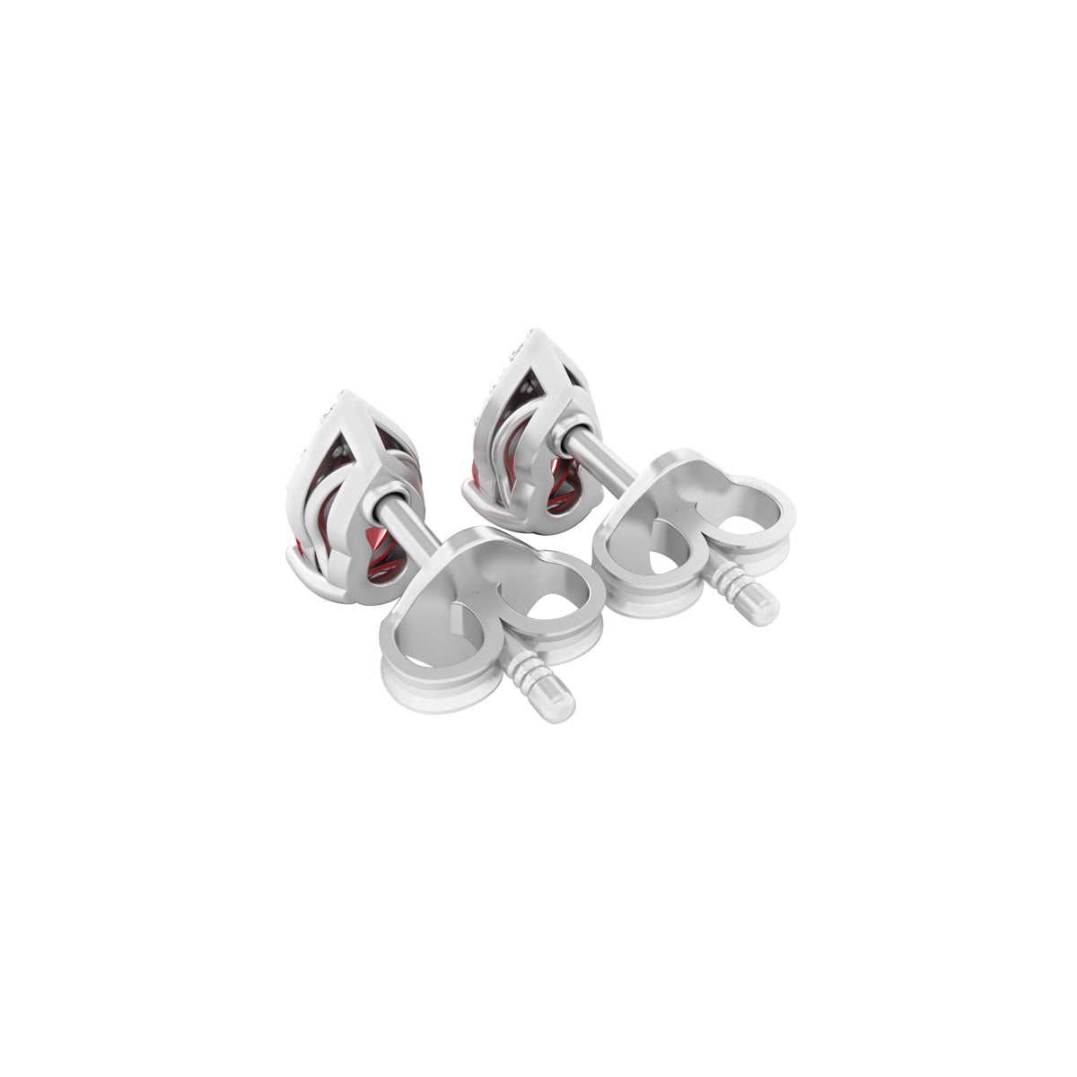 Red Apatite Stud Earrings with White Diamond in 18Kt White Gold 0.77cts