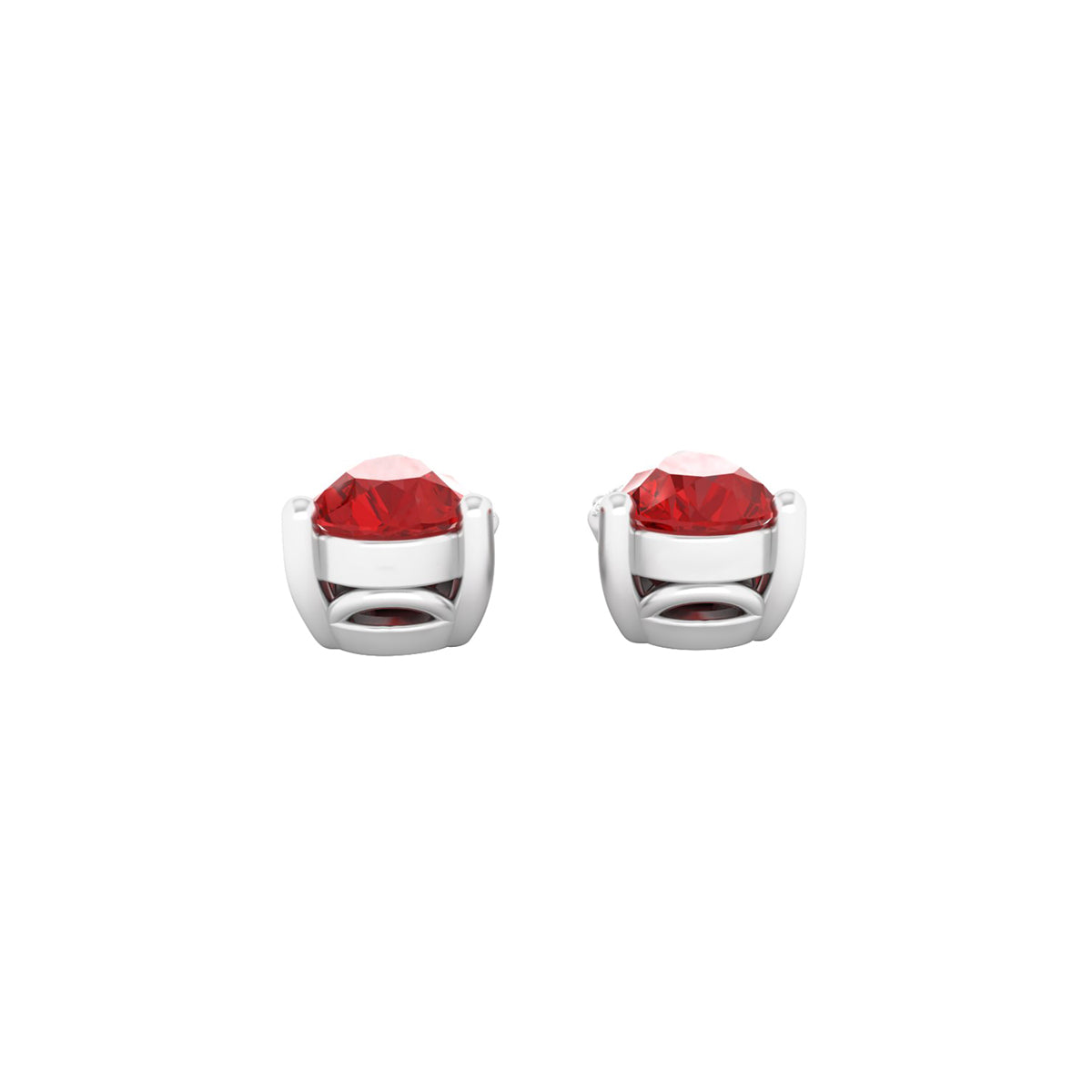 Red Apatite Stud Earrings with White Diamond in 18Kt White Gold 0.77cts