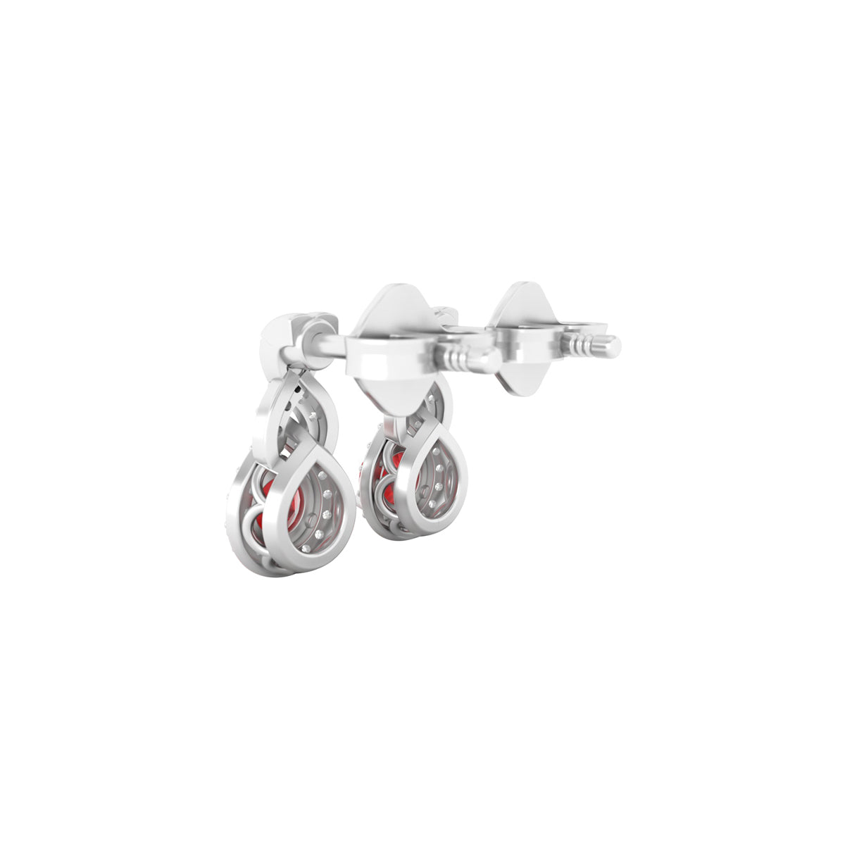 Red Apatite Stud Earrings with White Diamond in 18Kt White Gold 0.85cts
