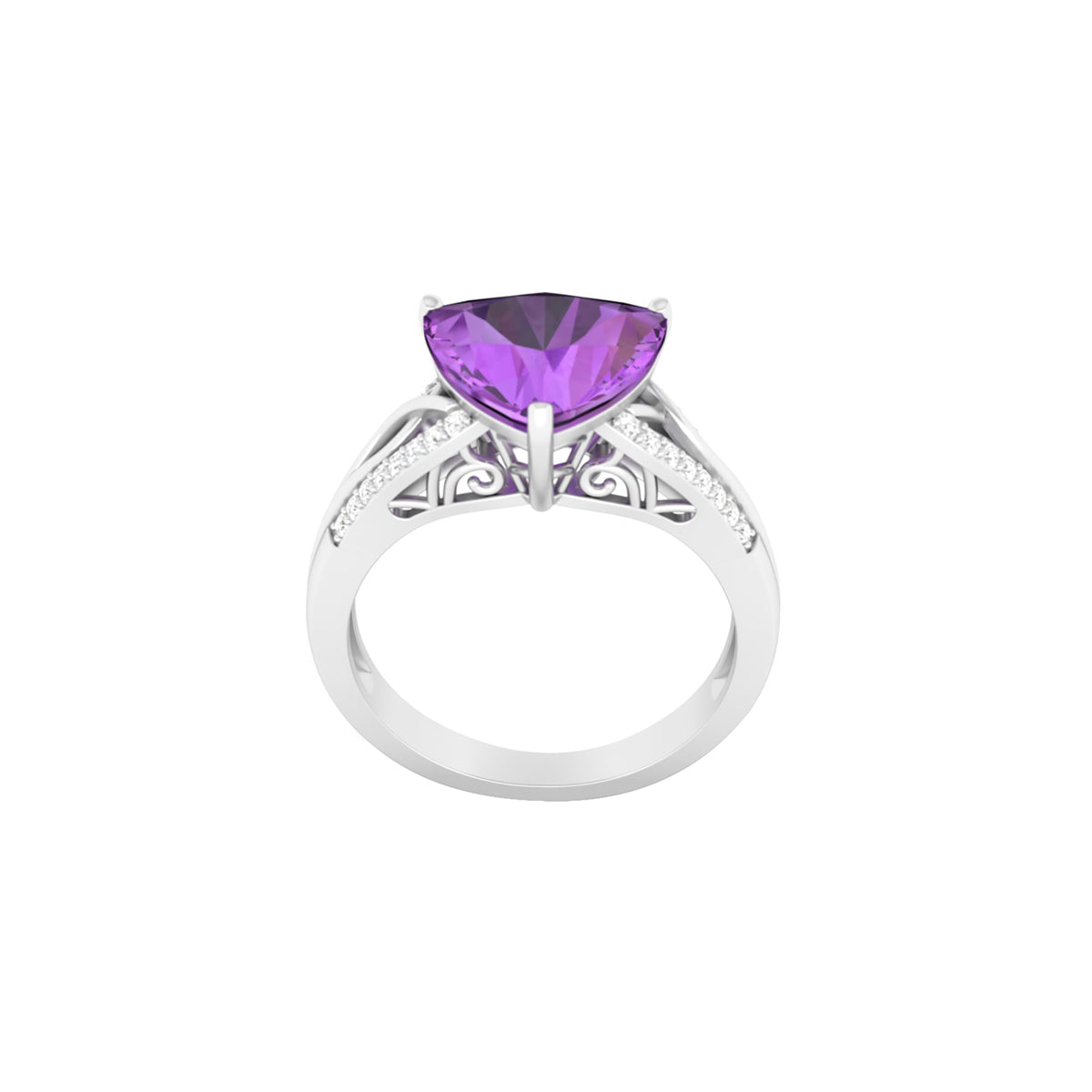 Amethyst Ring with White Diamond in 18Kt White Gold 3.07cts