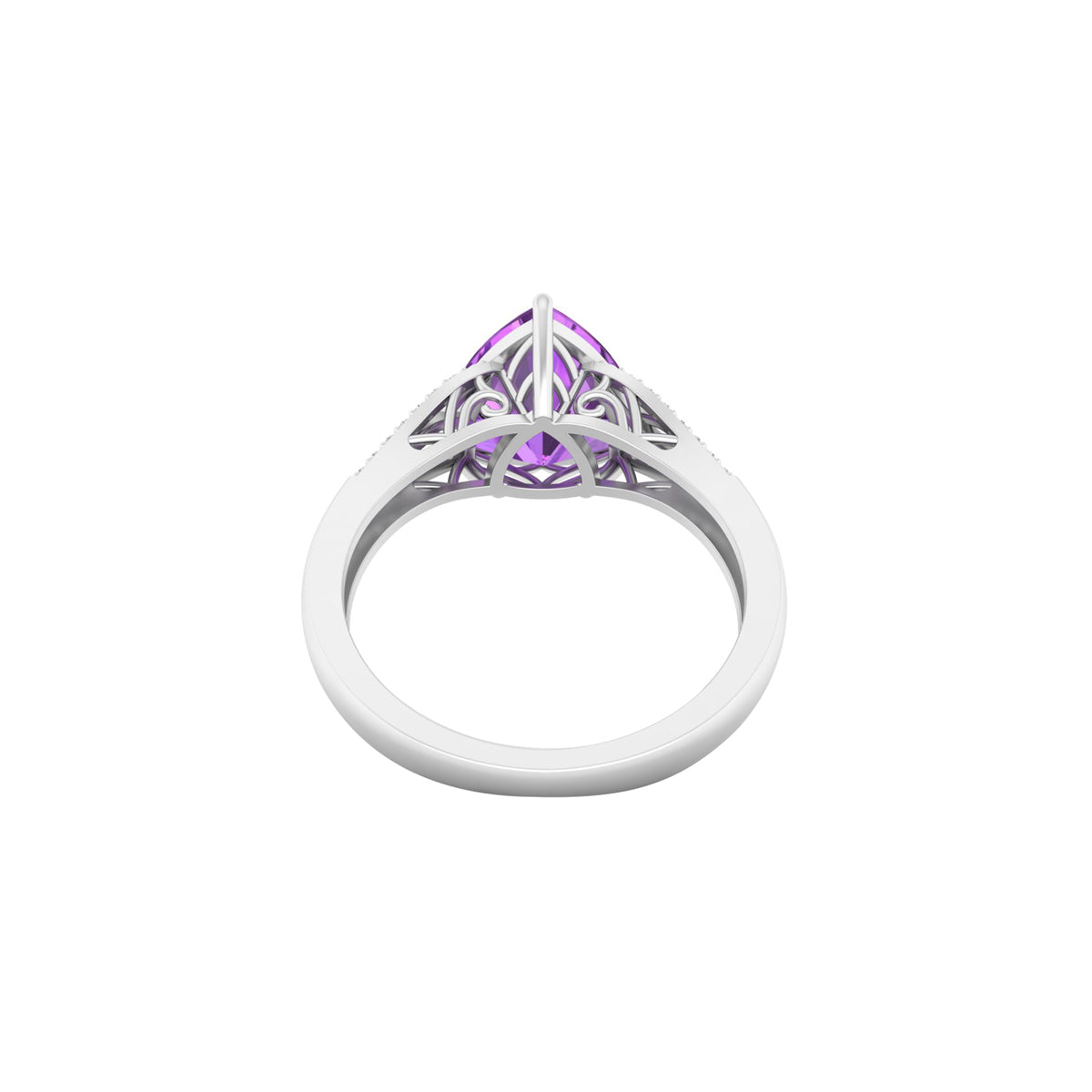 Amethyst Ring with White Diamond in 18Kt White Gold 3.07cts