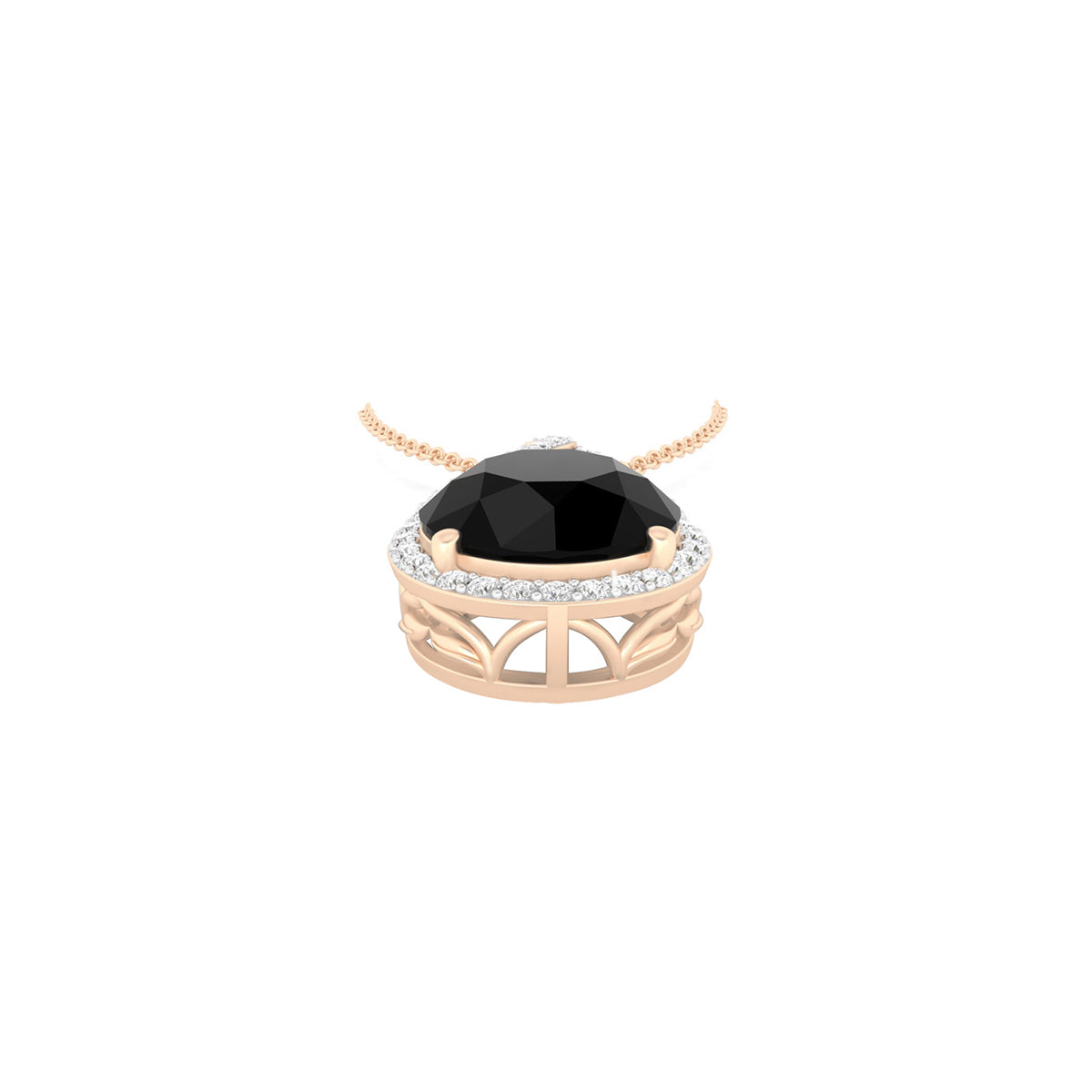 Black Spinel Pendant with White Diamond in 18Kt Gold 4.89cts