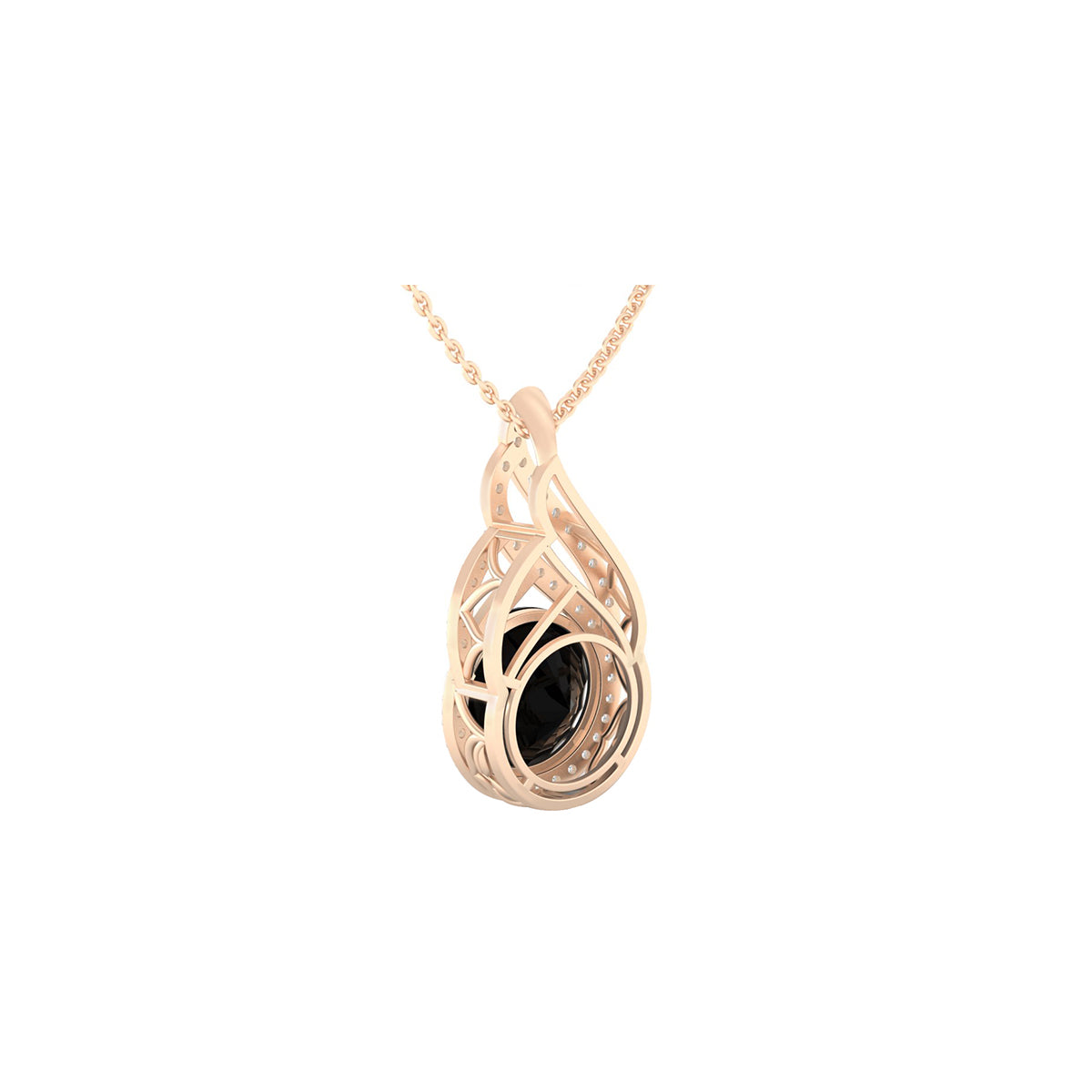 Black Spinel Pendant with White Diamond in 18Kt Gold 4.89cts