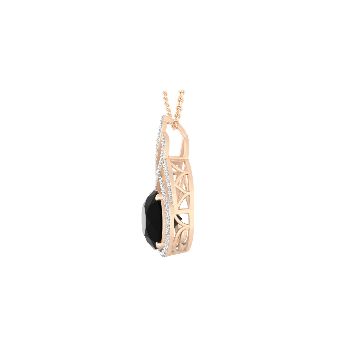 Black Spinel Pendant with White Diamond in 18Kt Gold 4.89cts