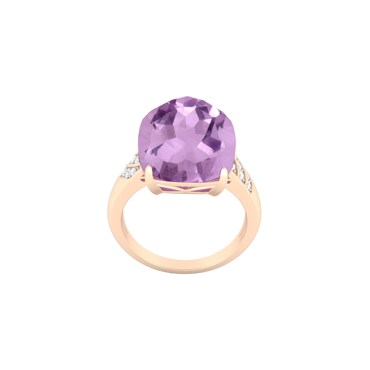 Amethyst Ring with White Diamond in 18Kt Gold 8.76cts
