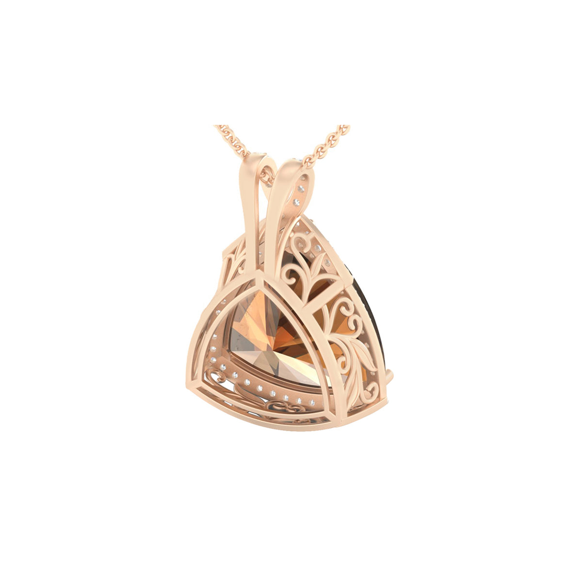 Smokey Quartz Pendant with White Diamond in 18Kt Gold 11.12cts