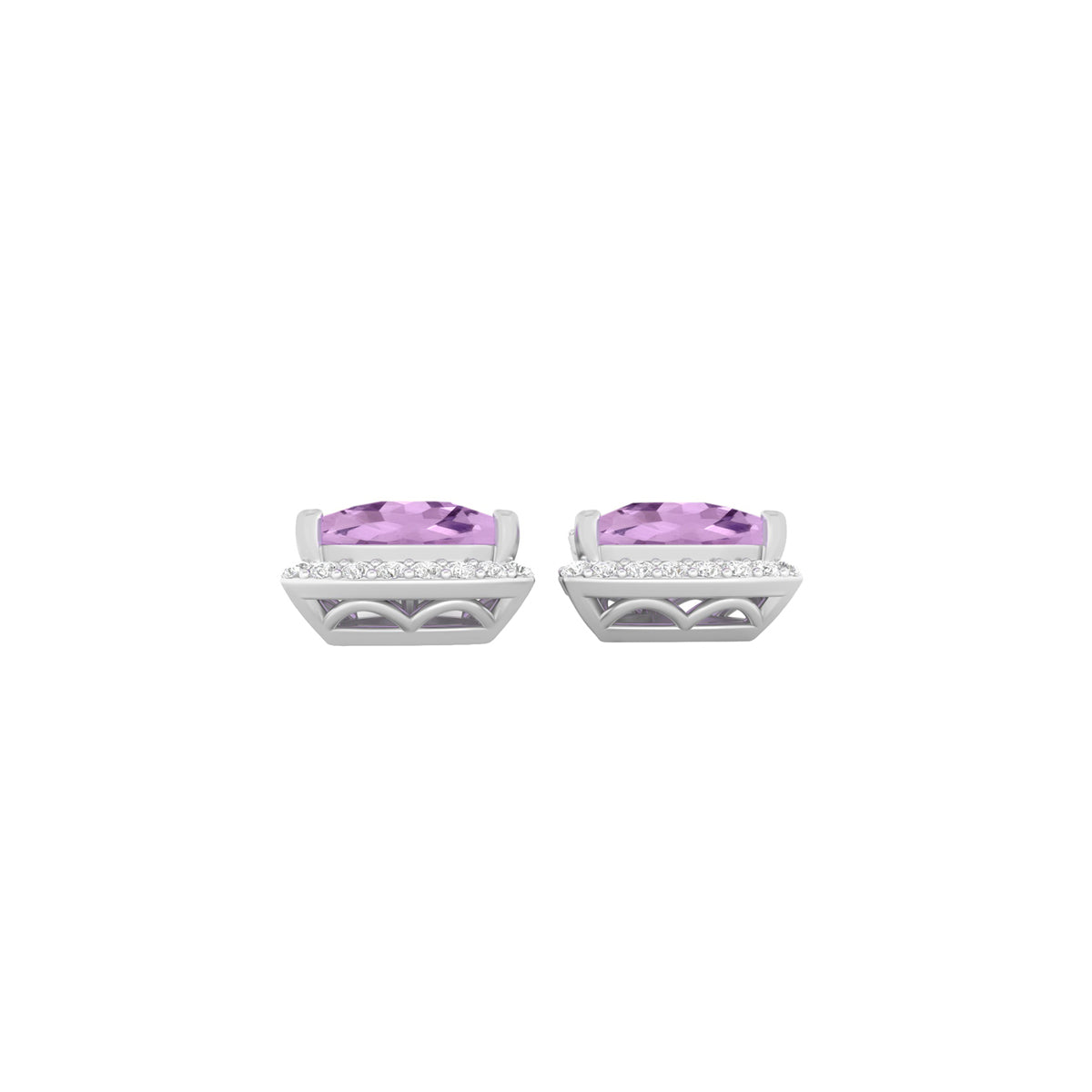 Pink Amethyst Dangle Earrings with White Diamond in 18Kt White Gold 2.59cts