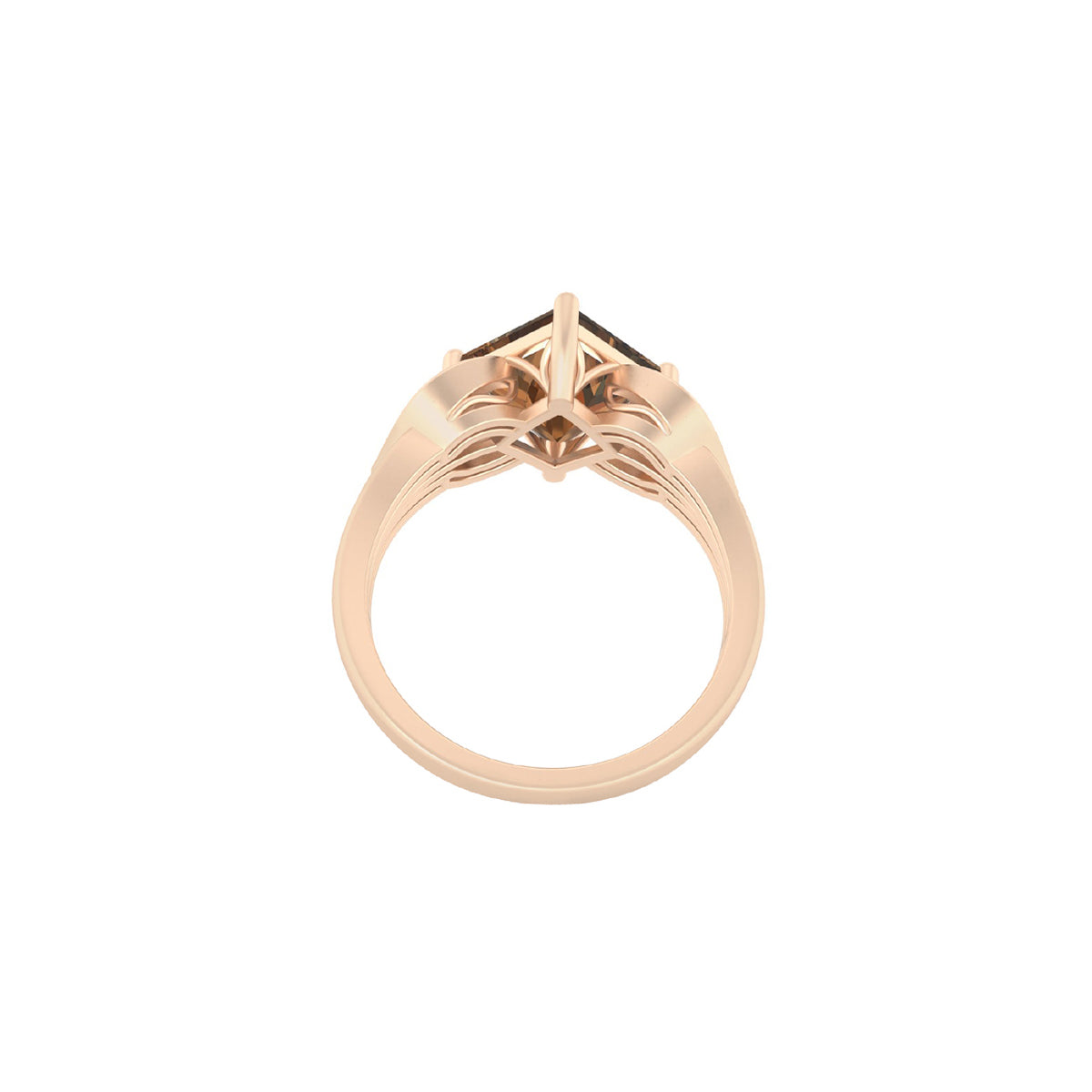 Smokey Quartz Ring with White Diamond in 18Kt Gold 2.47cts