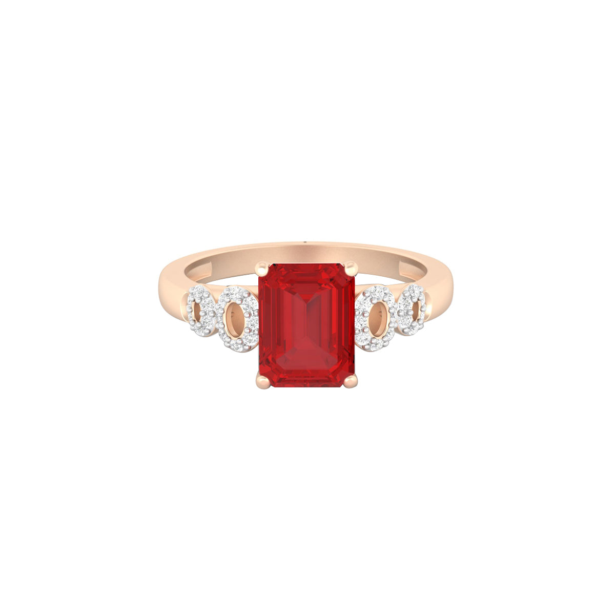 Red Apatite Ring with White Diamond in 18Kt Gold 1.91cts