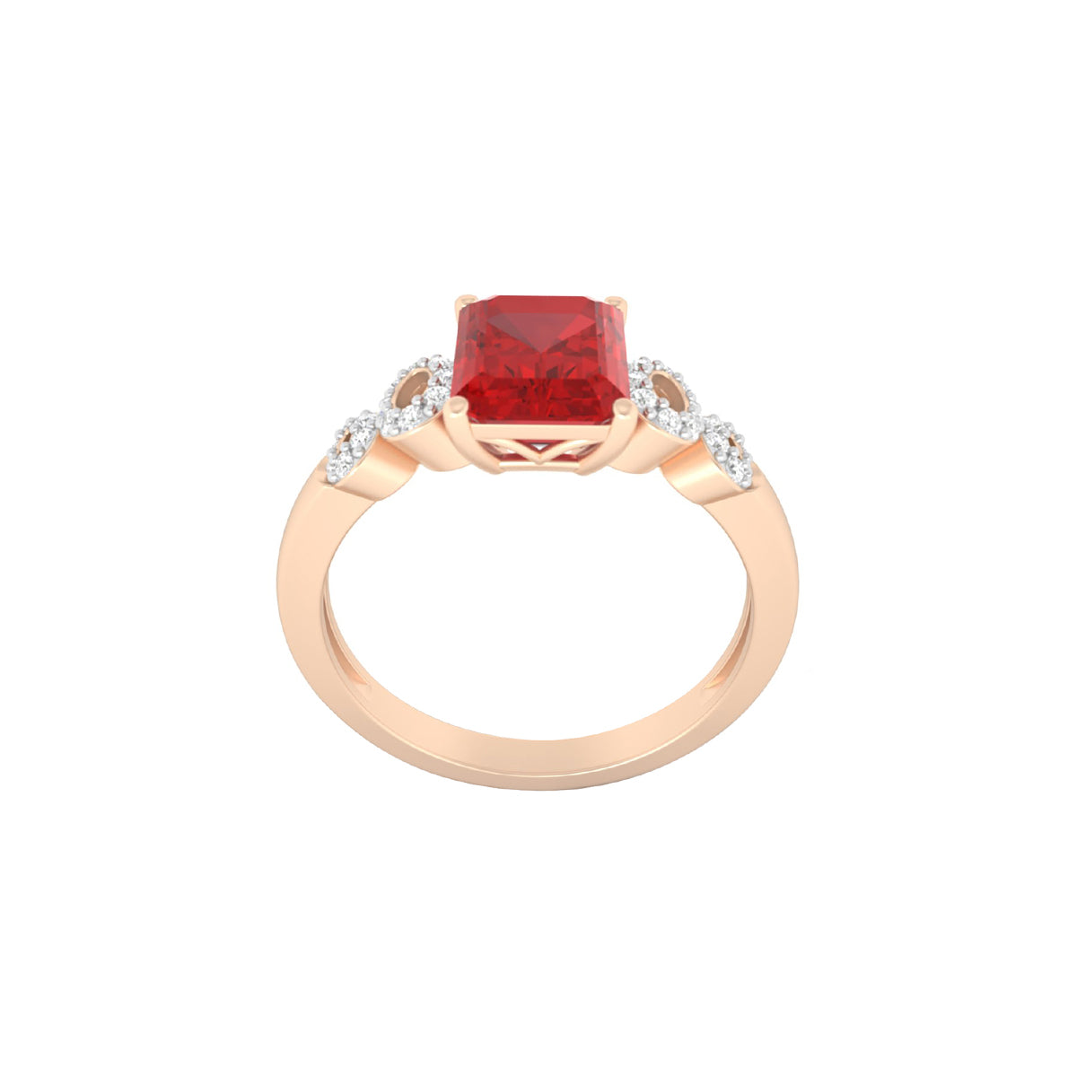 Red Apatite Ring with White Diamond in 18Kt Gold 1.91cts