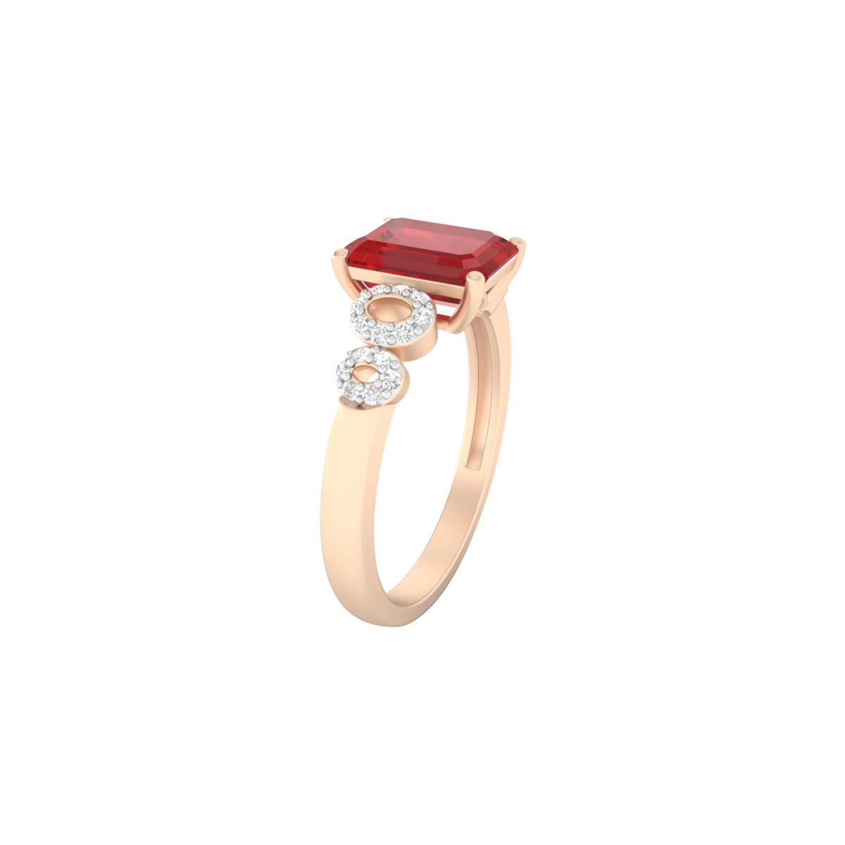 Red Apatite Ring with White Diamond in 18Kt Gold 1.91cts