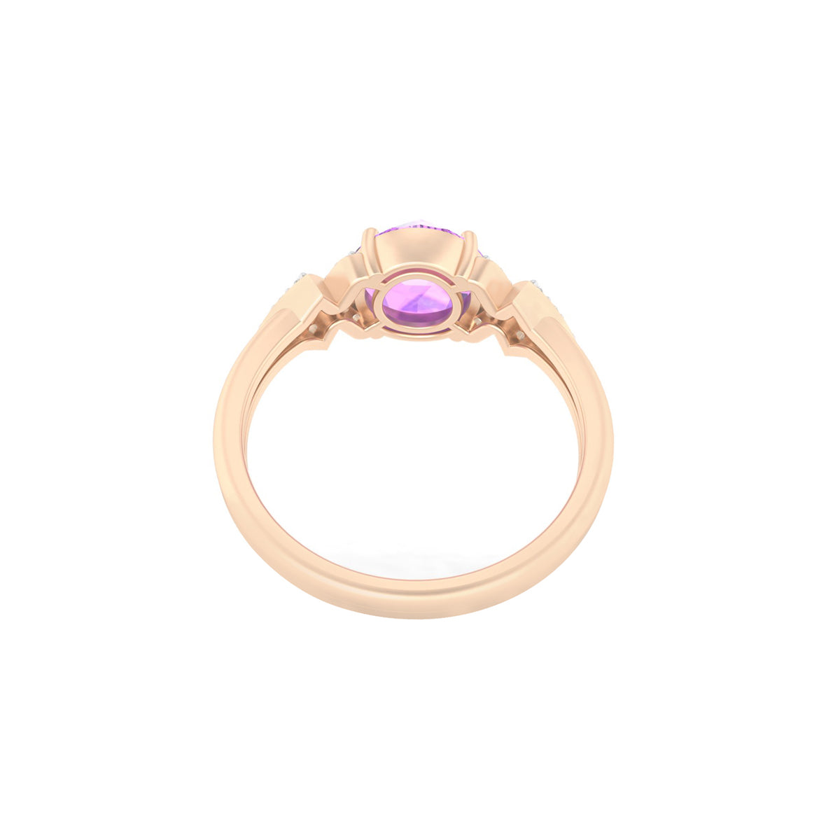 Pink Amethyst Ring with White Diamond in 18Kt Gold 2.28cts