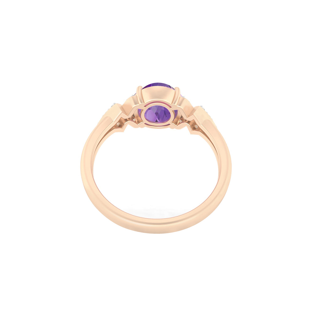Pink Amethyst Ring with White Diamond in 18Kt Gold 2.28cts