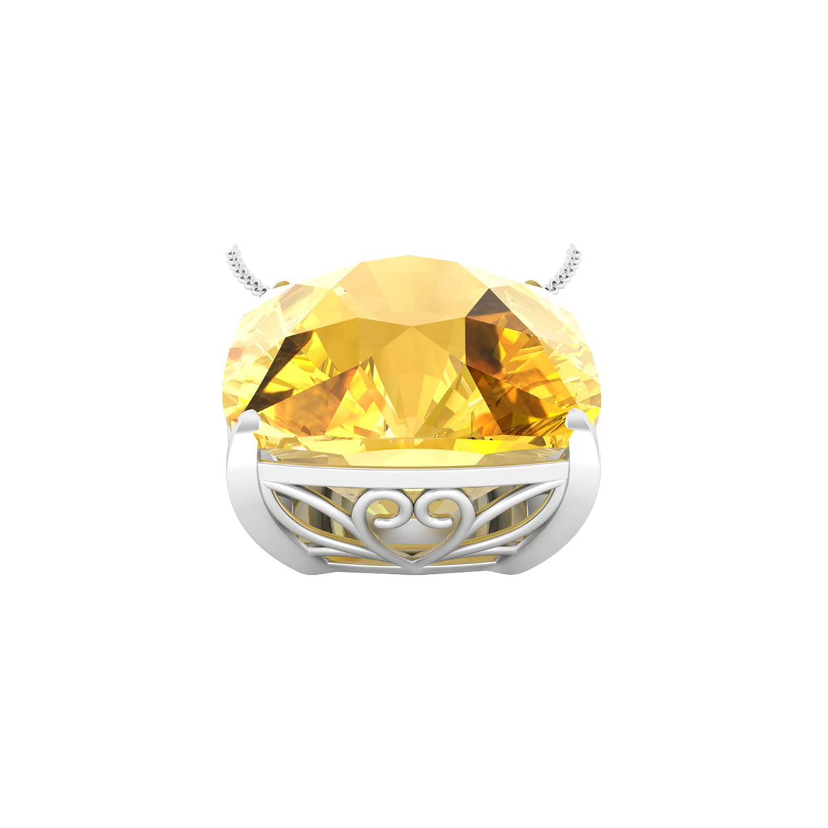 Citrine Pendant with White Diamond in 18Kt White Gold 20.23cts