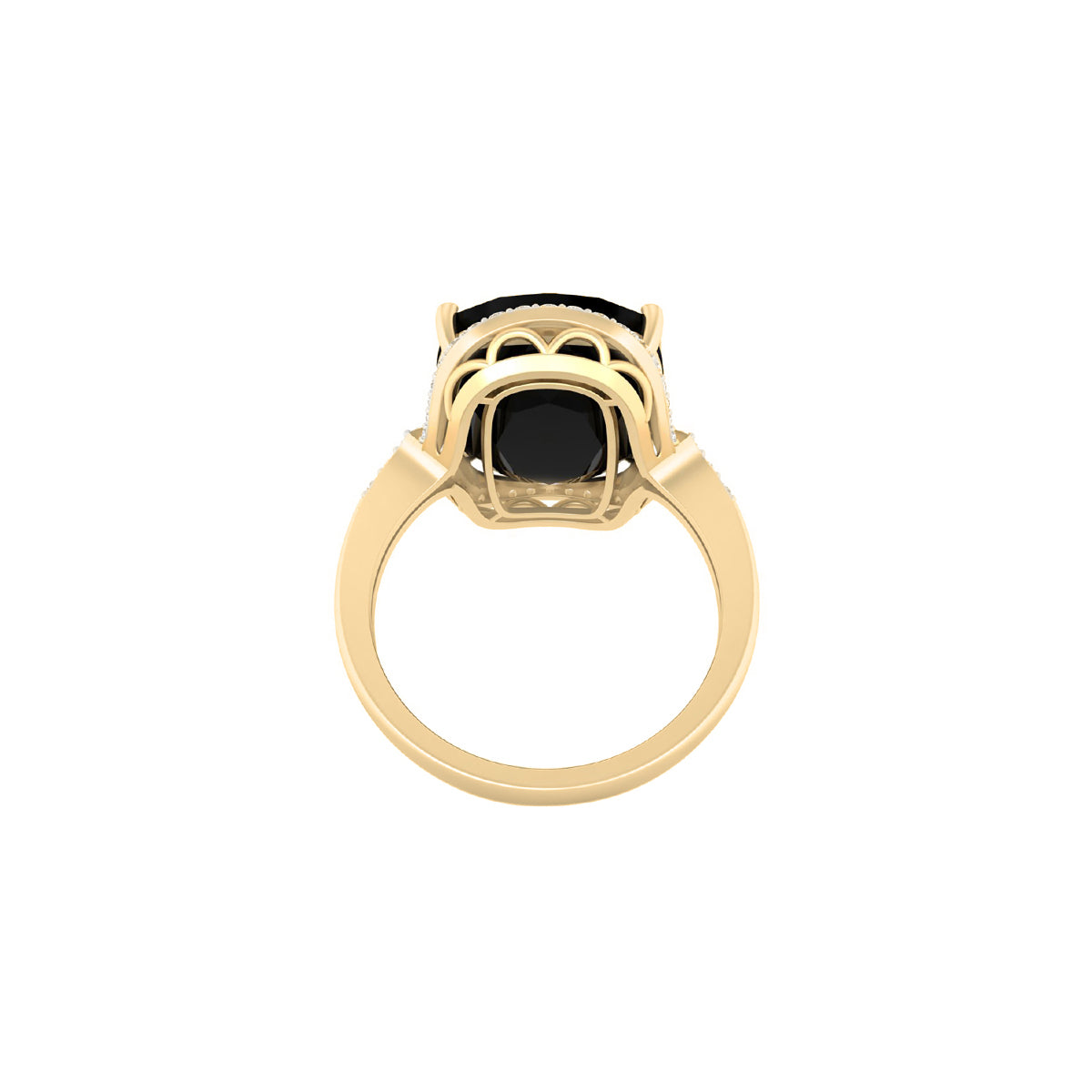 Black Spinel Ring with White Diamond in 18Kt Gold 10.62cts