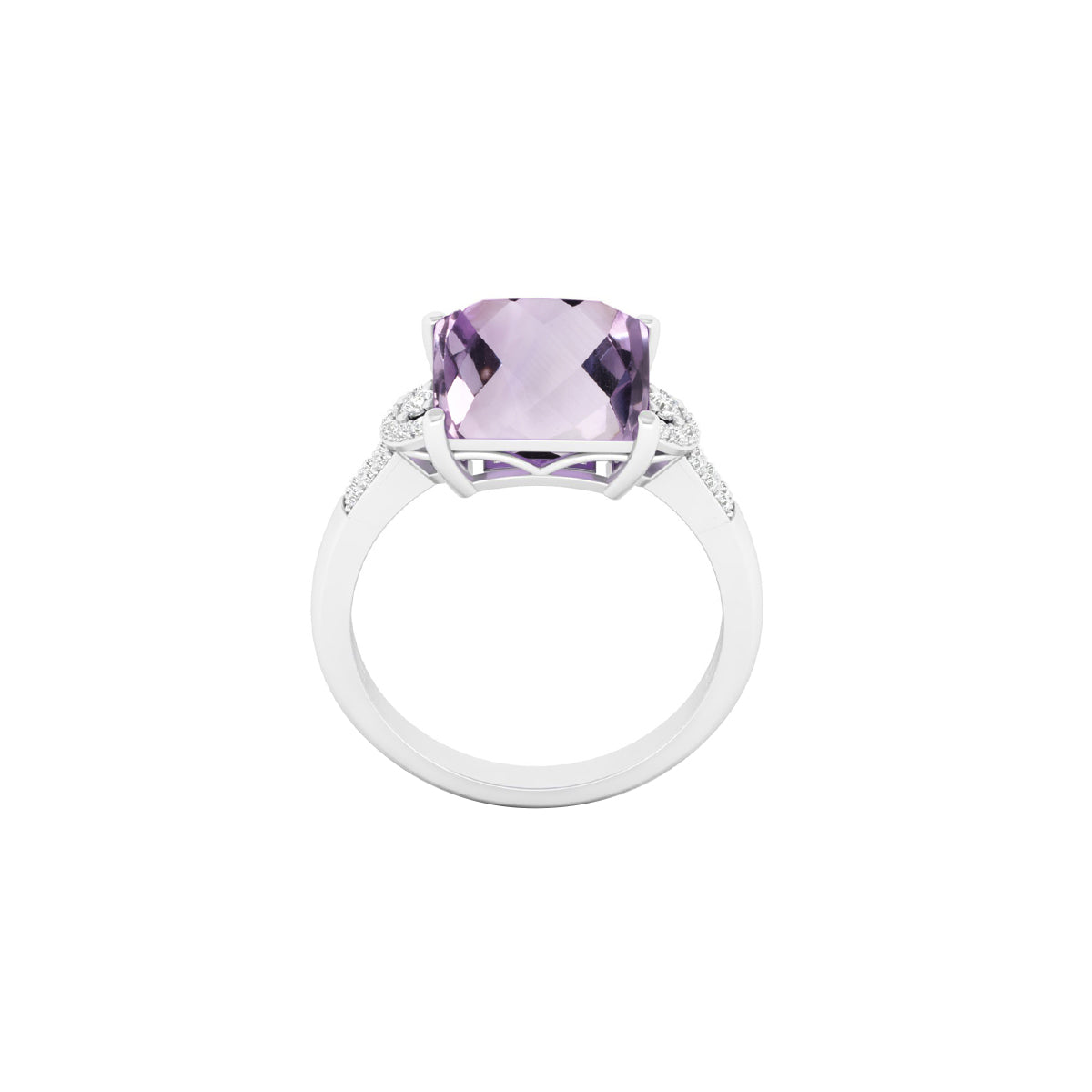 Amethyst Ring with White Diamond in 18Kt White Gold 4.06cts