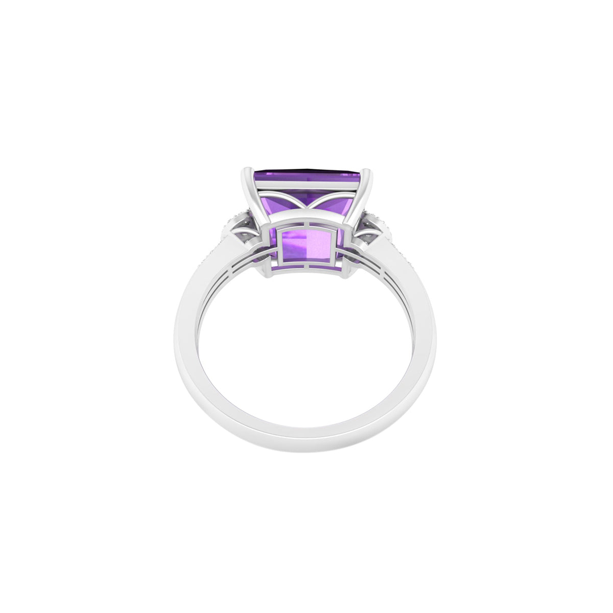 Amethyst Ring with White Diamond in 18Kt White Gold 4.06cts