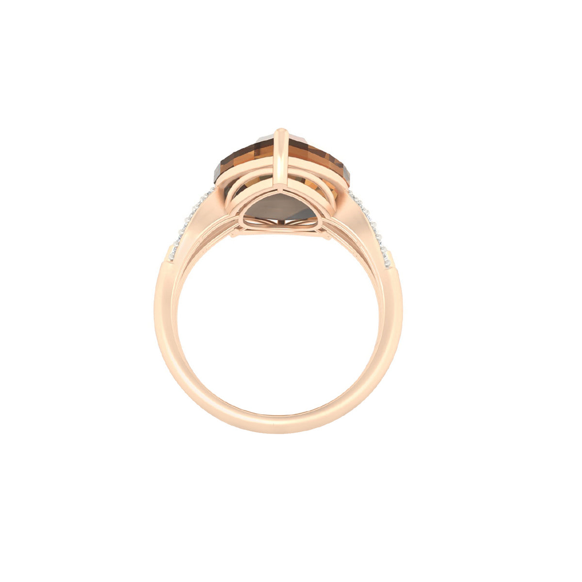 Smokey Quartz Ring with White Diamond in 18Kt Gold 8.48cts