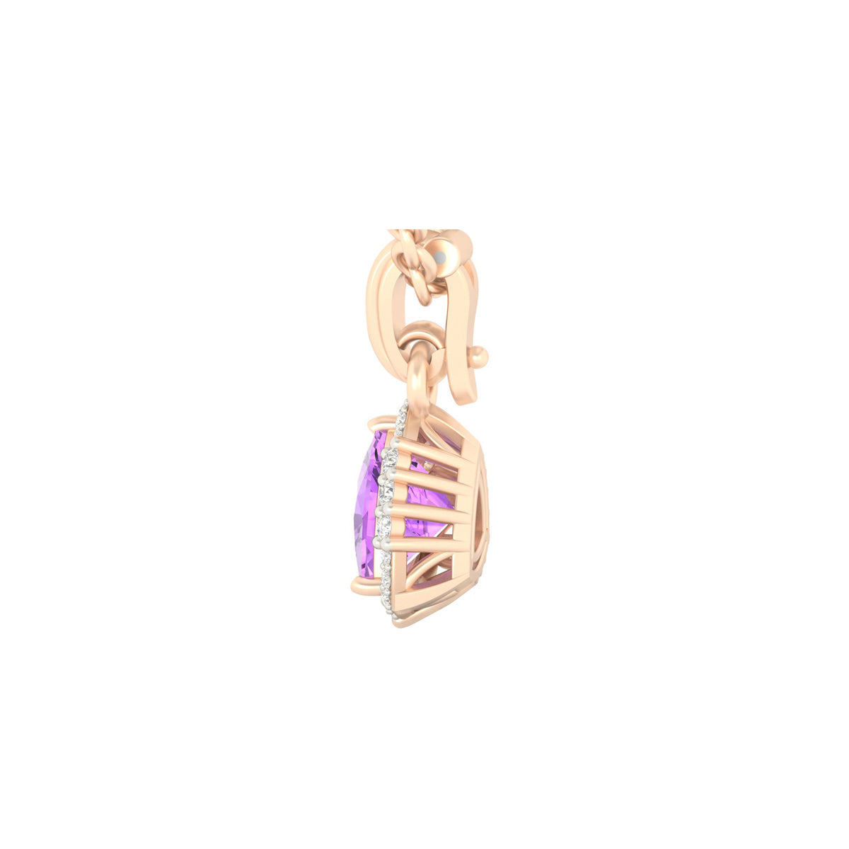 Amethyst Pendant with White Diamond in 18Kt Gold 1.69cts