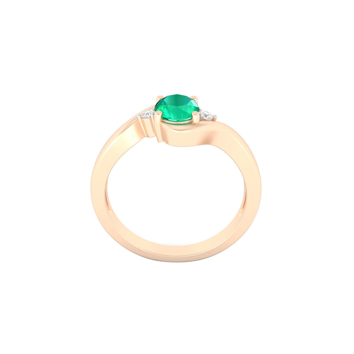 Zambian Emerald Ring with White Diamond in 18Kt Gold 1.20cts