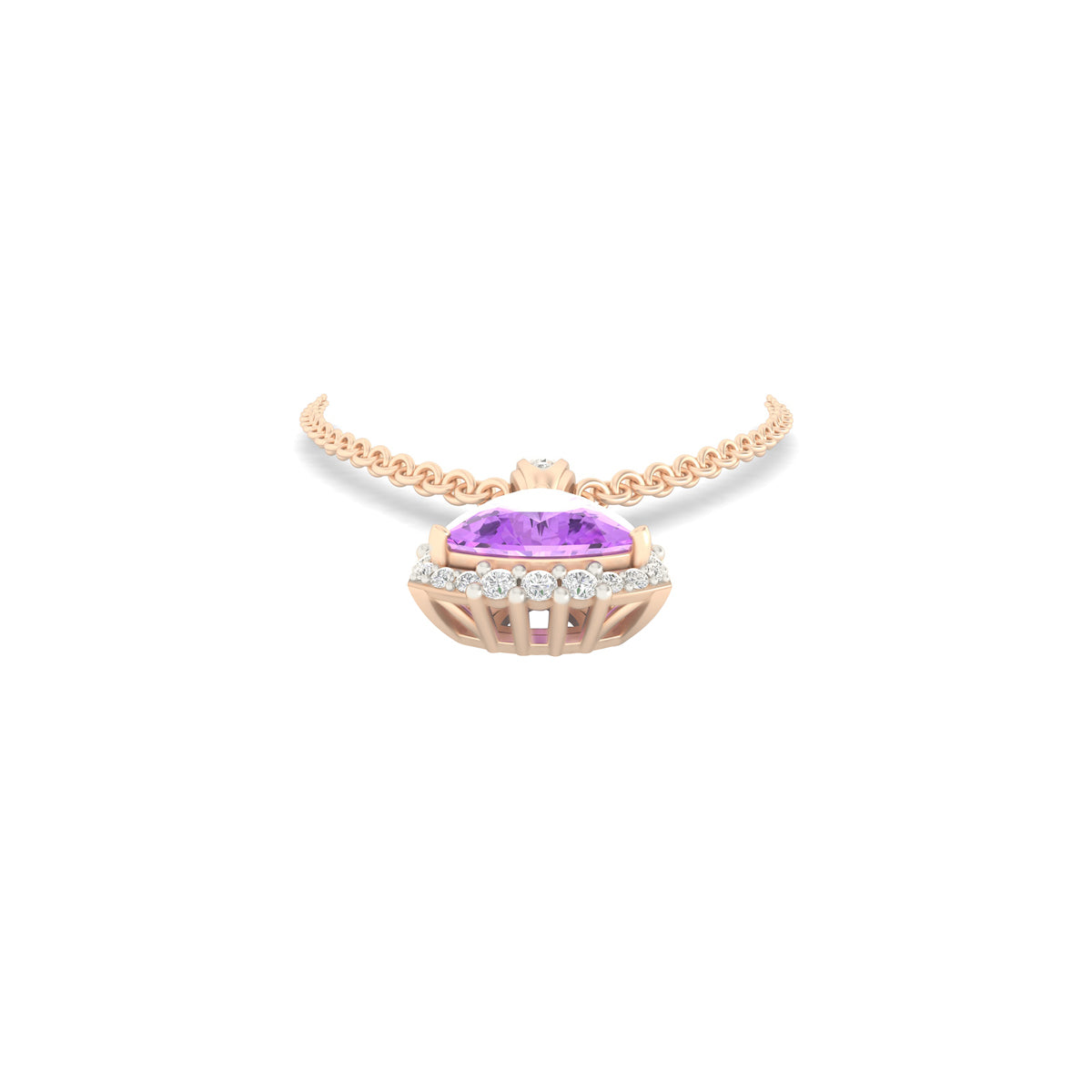 Amethyst Pendant with White Diamond in 18Kt Gold 1.69cts