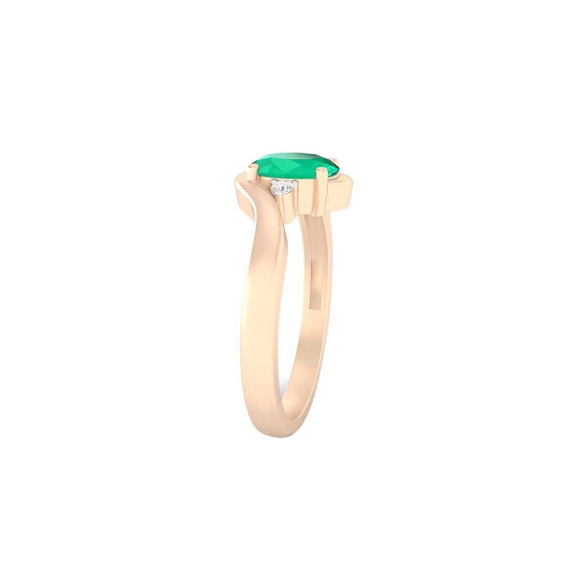 Zambian Emerald Ring with White Diamond in 18Kt Gold 1.20cts
