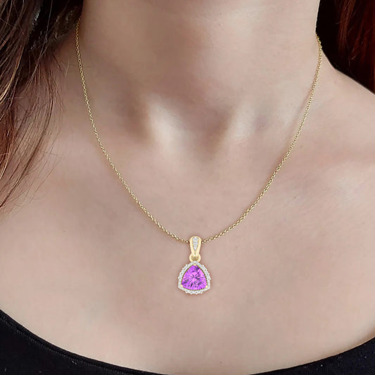 Amethyst Pendant with White Diamond in 18Kt Gold 1.69cts