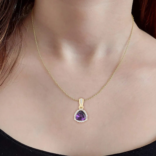 Amethyst Pendant with White Diamond in 18Kt Gold 4.94cts