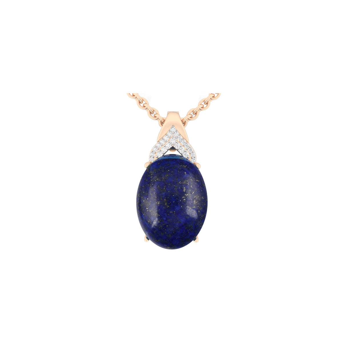 Lapis Pendant with White Diamond in 14Kt Gold 17.32cts