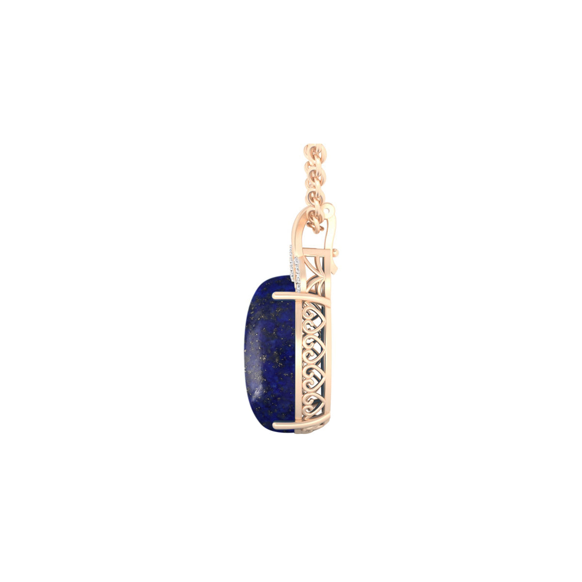 Lapis Pendant with White Diamond in 14Kt Gold 17.32cts