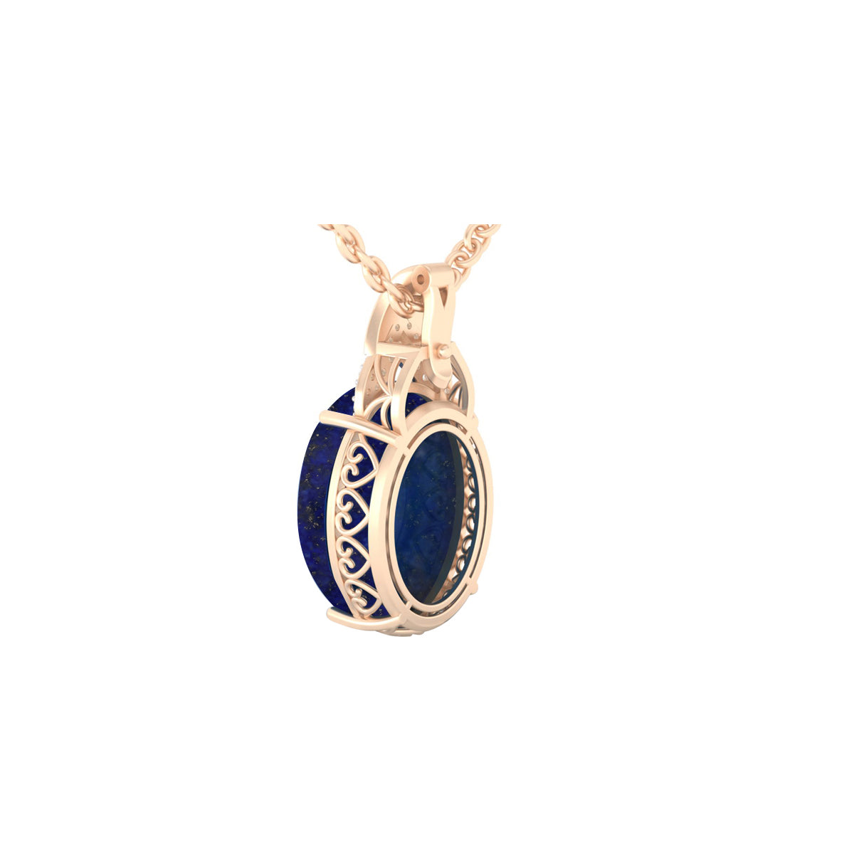 Lapis Pendant with White Diamond in 14Kt Gold 17.32cts