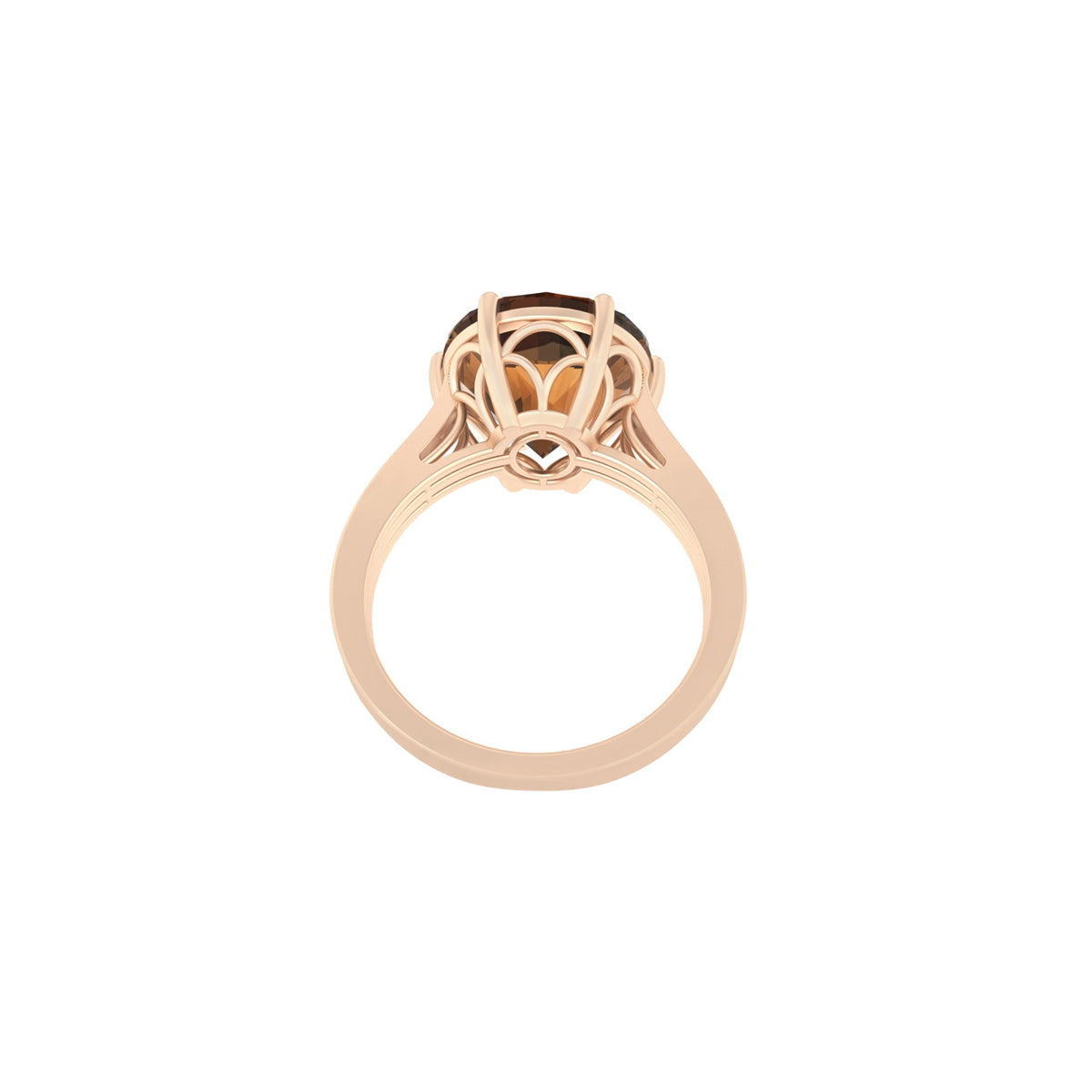 Smokey Quartz Ring with White Diamond in 18Kt Gold 6.81cts