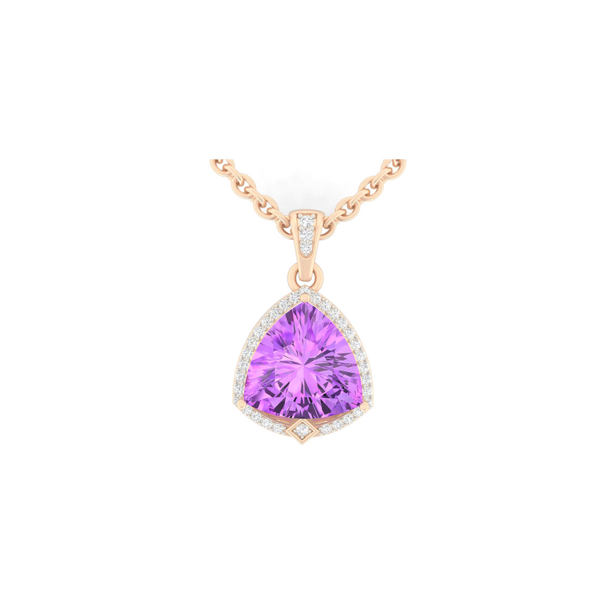 Amethyst Pendant with White Diamond in 18Kt Gold 4.94cts