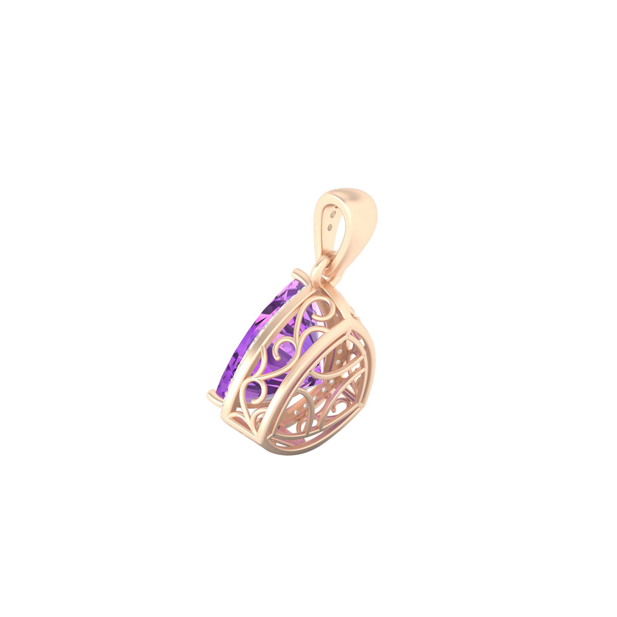 Amethyst Pendant with White Diamond in 18Kt Gold 4.94cts