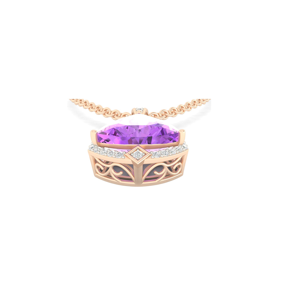 Amethyst Pendant with White Diamond in 18Kt Gold 4.94cts
