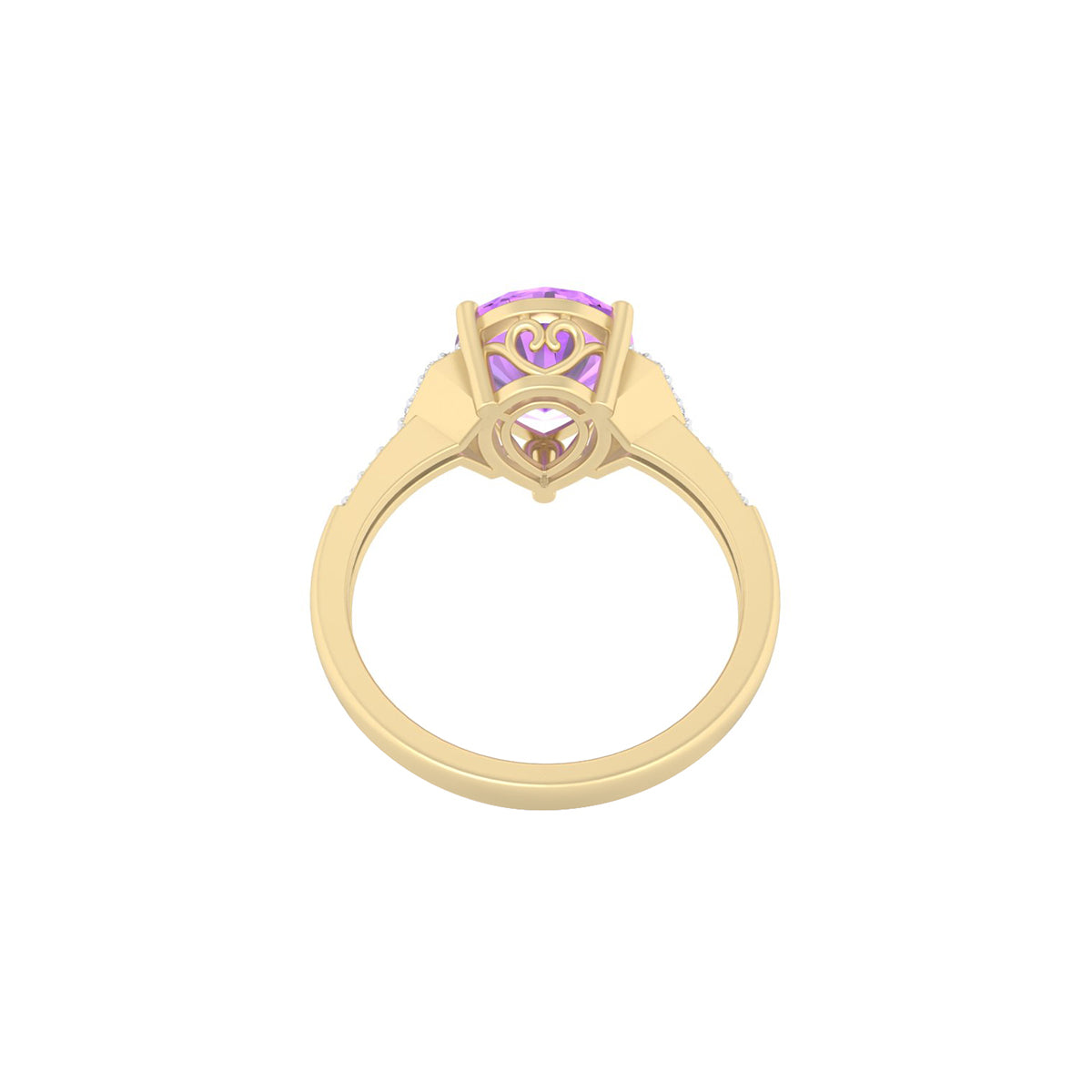 Amethyst Ring with White Diamond in 18Kt Gold 3.02cts