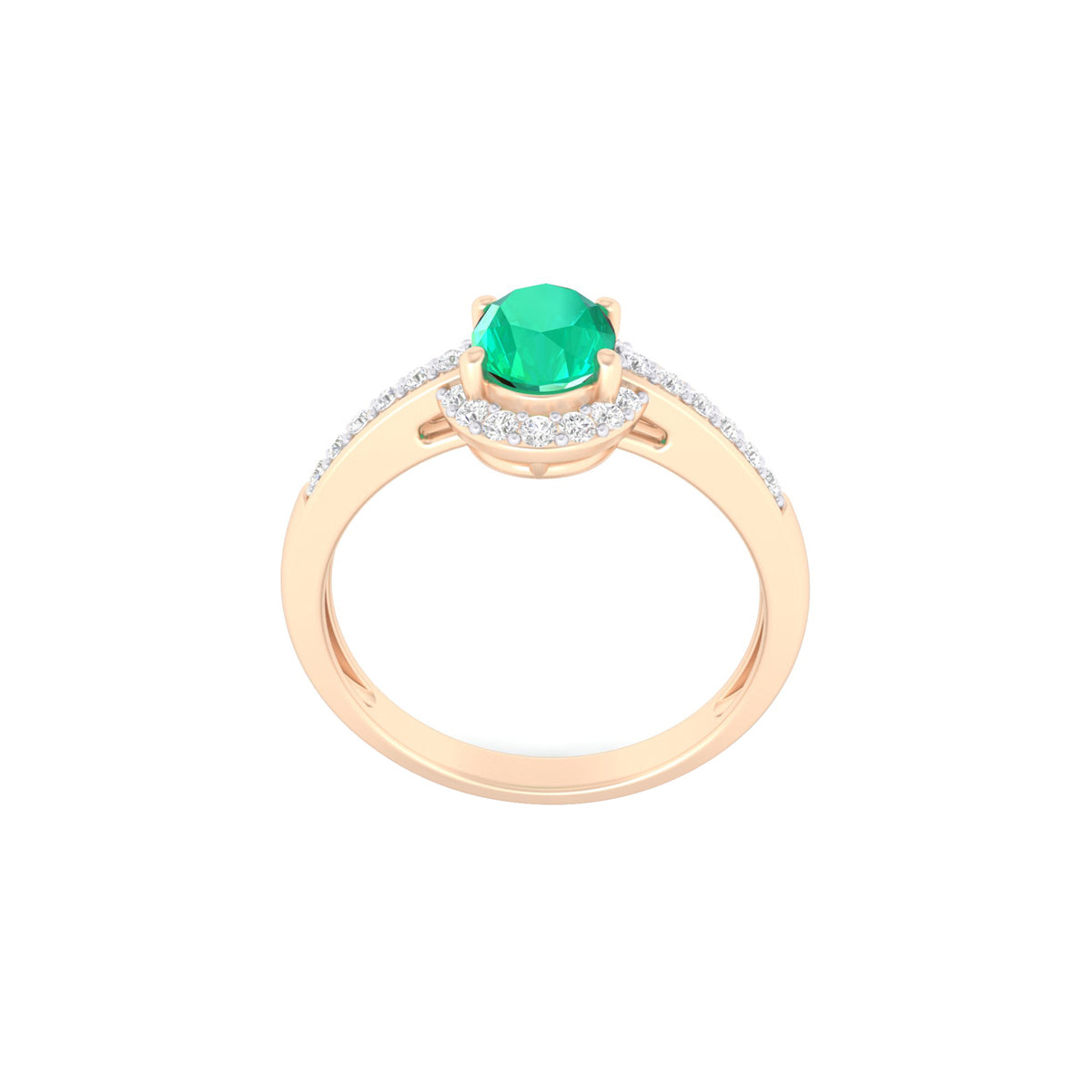 Zambian Emerald Ring with White Diamond in 18Kt Gold 1.00cts