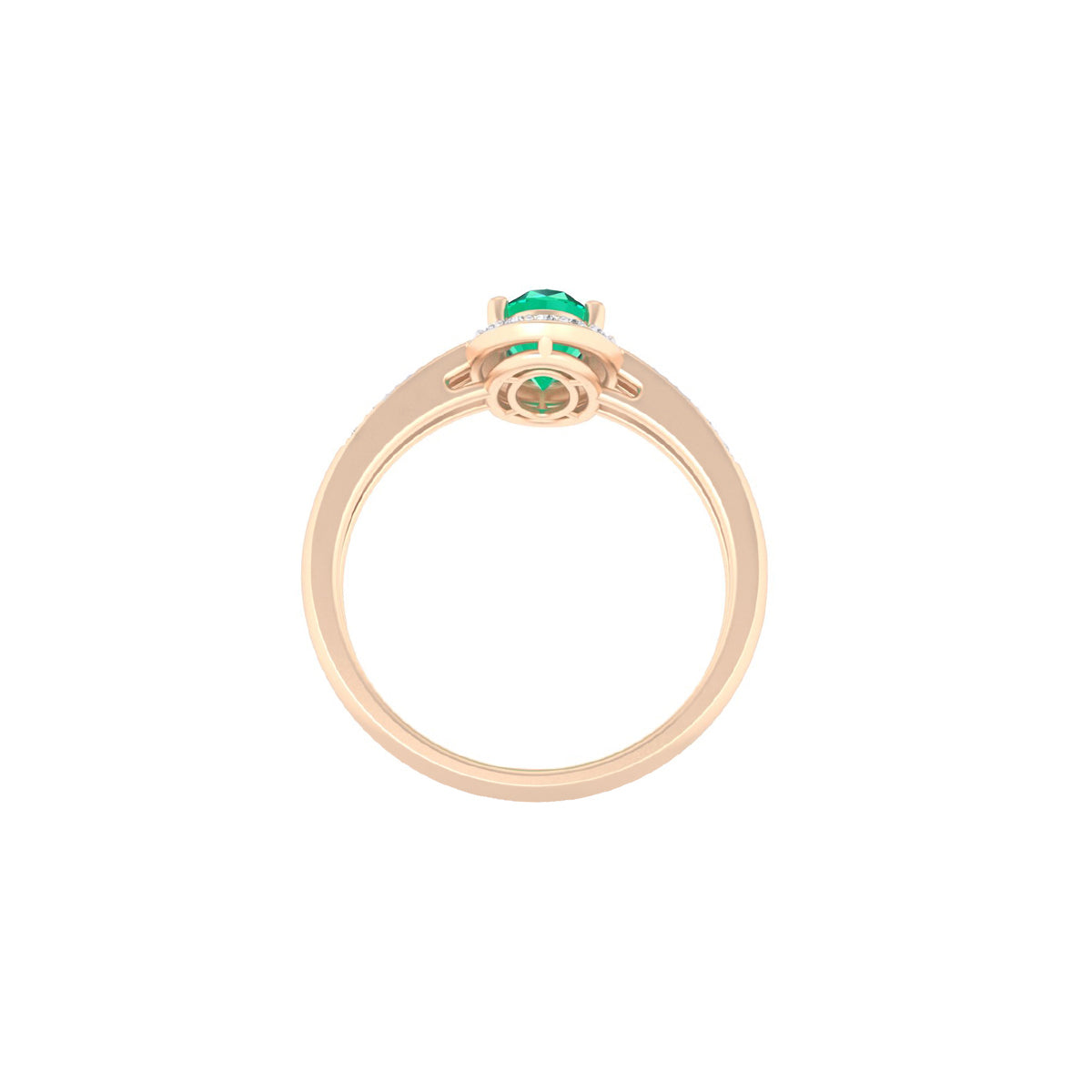 Zambian Emerald Ring with White Diamond in 18Kt Gold 1.00cts