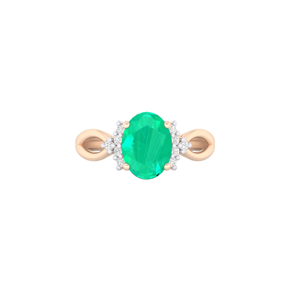 Zambian Emerald Ring with White Diamond in 18Kt Gold 1.35cts