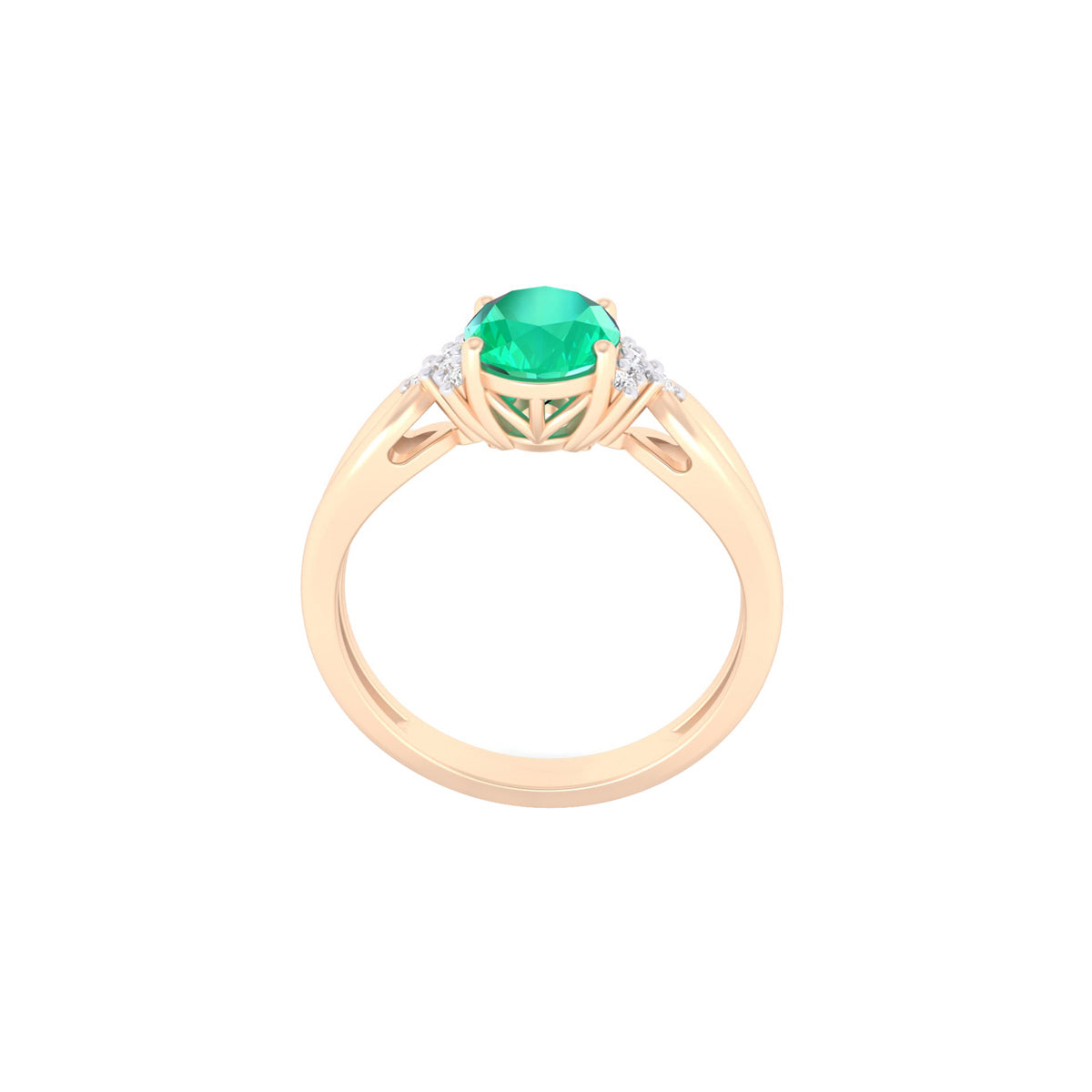 Zambian Emerald Ring with White Diamond in 18Kt Gold 1.35cts