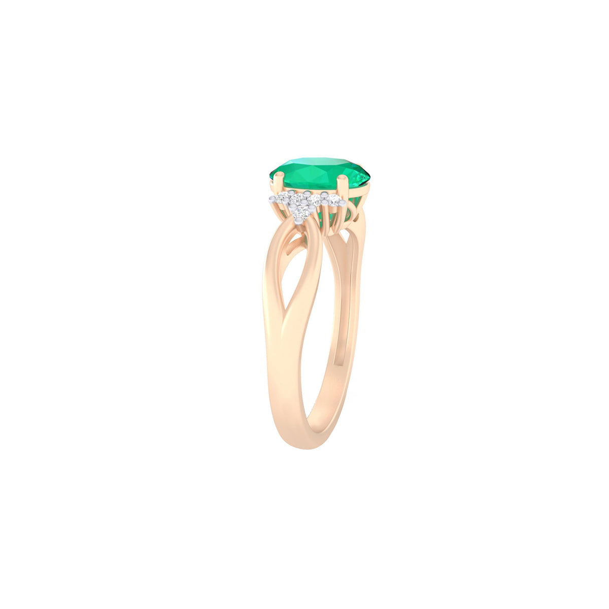 Zambian Emerald Ring with White Diamond in 18Kt Gold 1.35cts