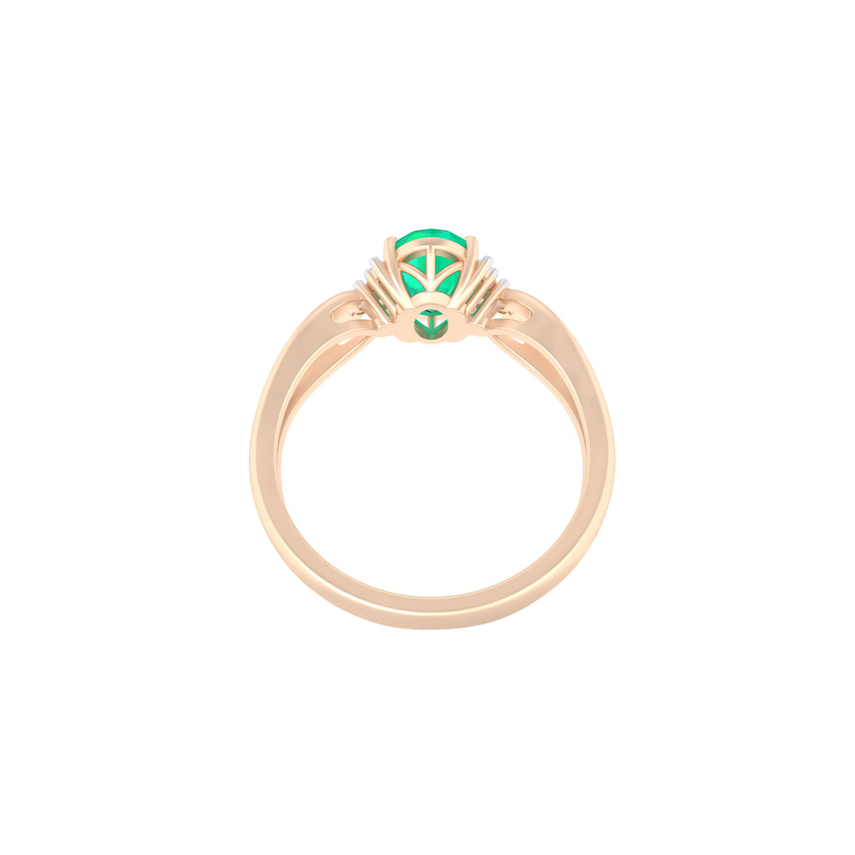Zambian Emerald Ring with White Diamond in 18Kt Gold 1.35cts