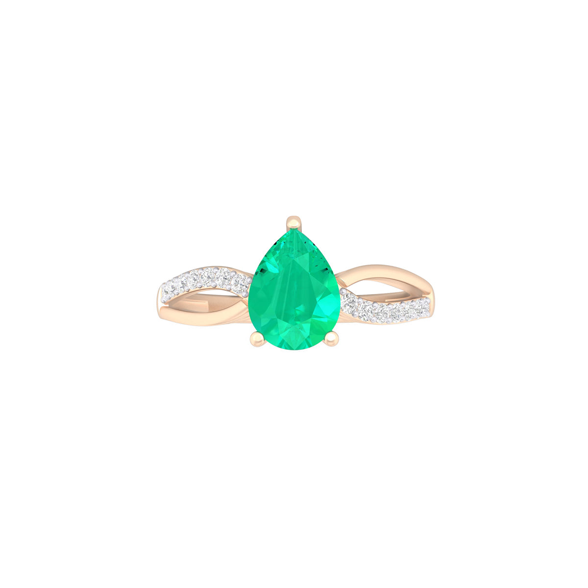 Zambian Emerald Ring with White Diamond in 18Kt Gold 2.17cts