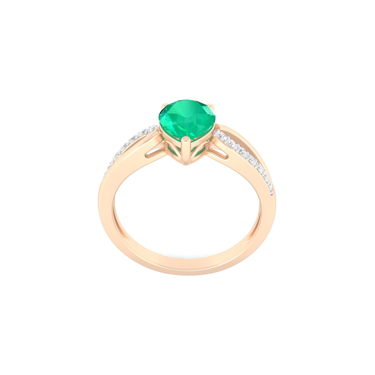 Zambian Emerald Ring with White Diamond in 18Kt Gold 2.17cts