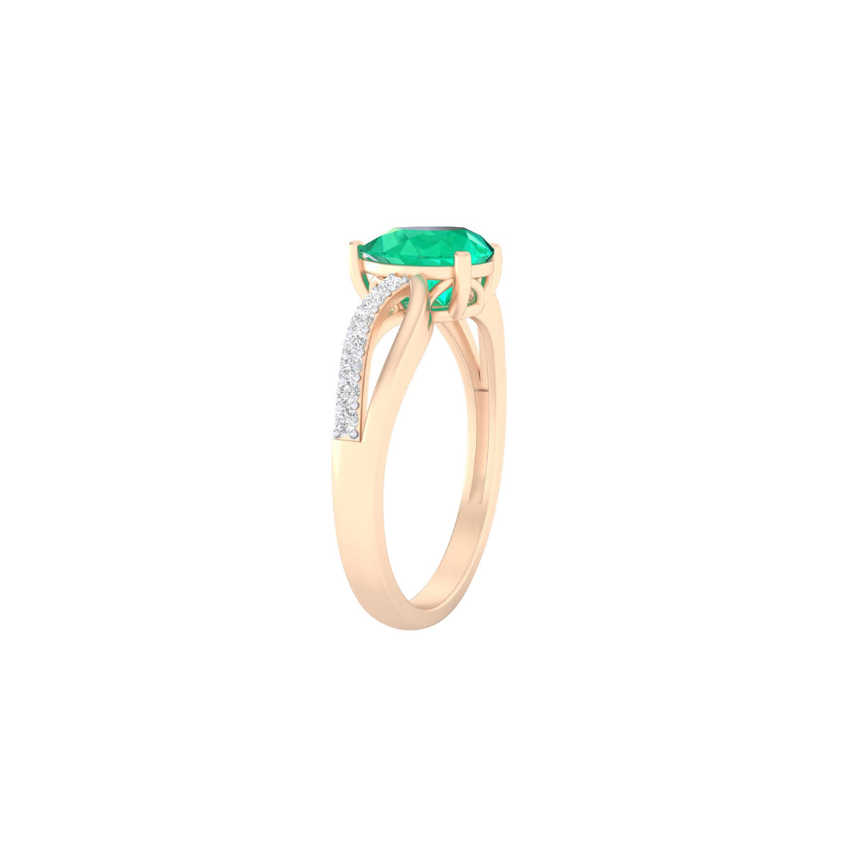 Zambian Emerald Ring with White Diamond in 18Kt Gold 2.17cts