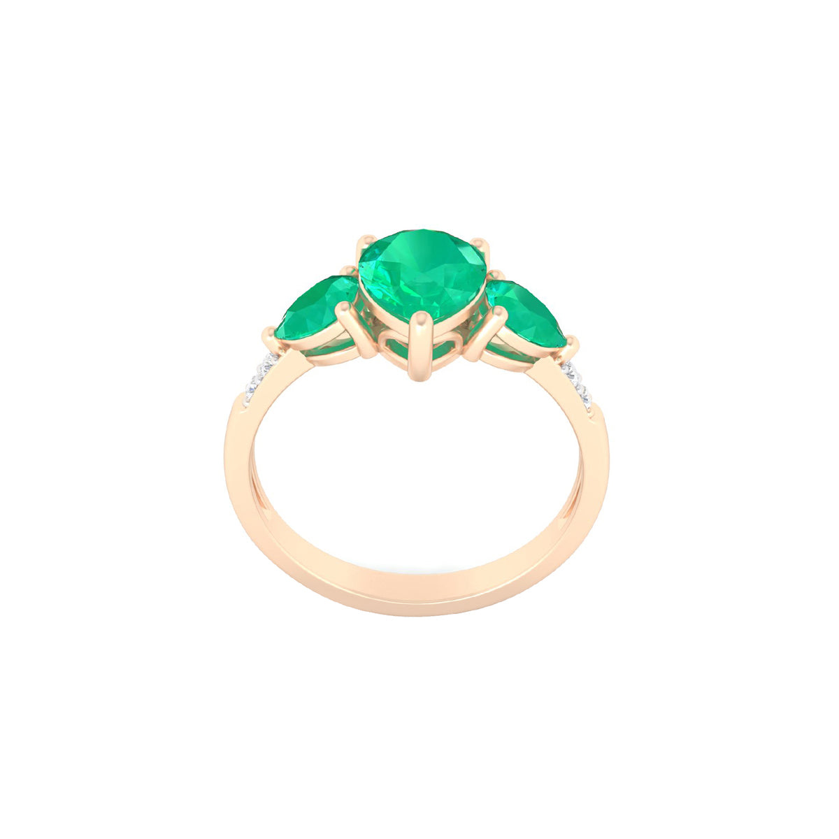 Zambian Emerald Ring with White Diamond in 18Kt Gold 2.59cts